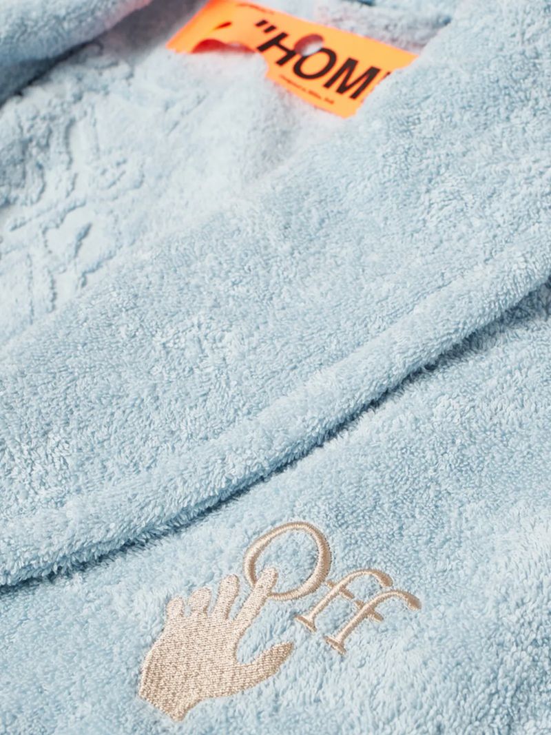 OFF-WHITE ARROW LEAVES LOGO BATHROBE LIGHT BLUE