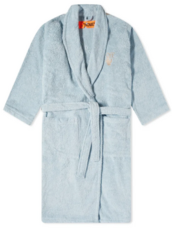 OFF-WHITE ARROW LEAVES LOGO BATHROBE LIGHT BLUE