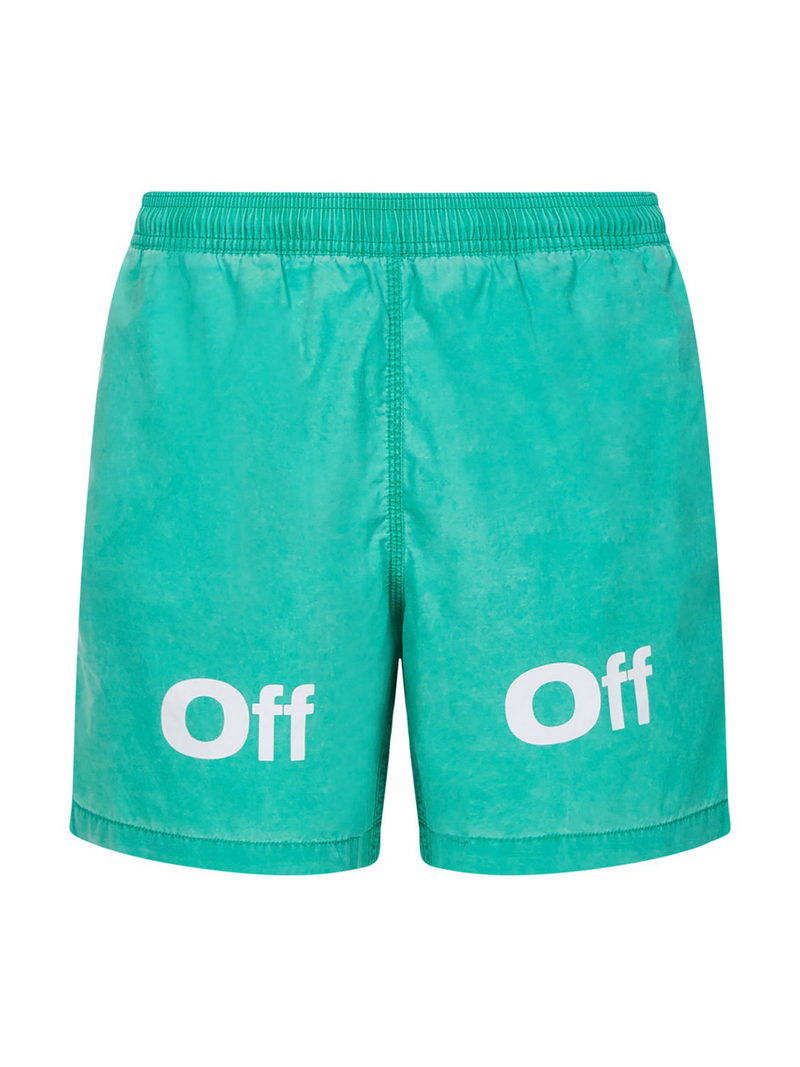 OFF-WHITE BOUNCE OFF SUNSET SWIM SHORTS GREEN