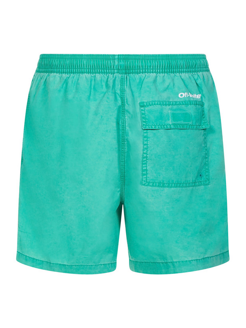 OFF-WHITE BOUNCE OFF SUNSET SWIM SHORTS GREEN