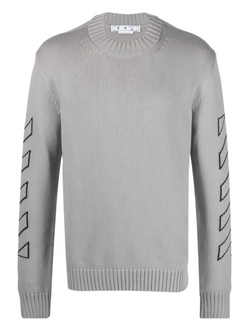 OFF-WHITE DIAG OUTLINE ARROW KNIT SWEATER GREY