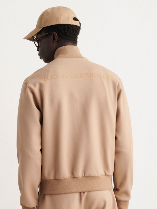 OFF-WHITE QUOTE WOOL SLIM TRACKTOP BEIGE