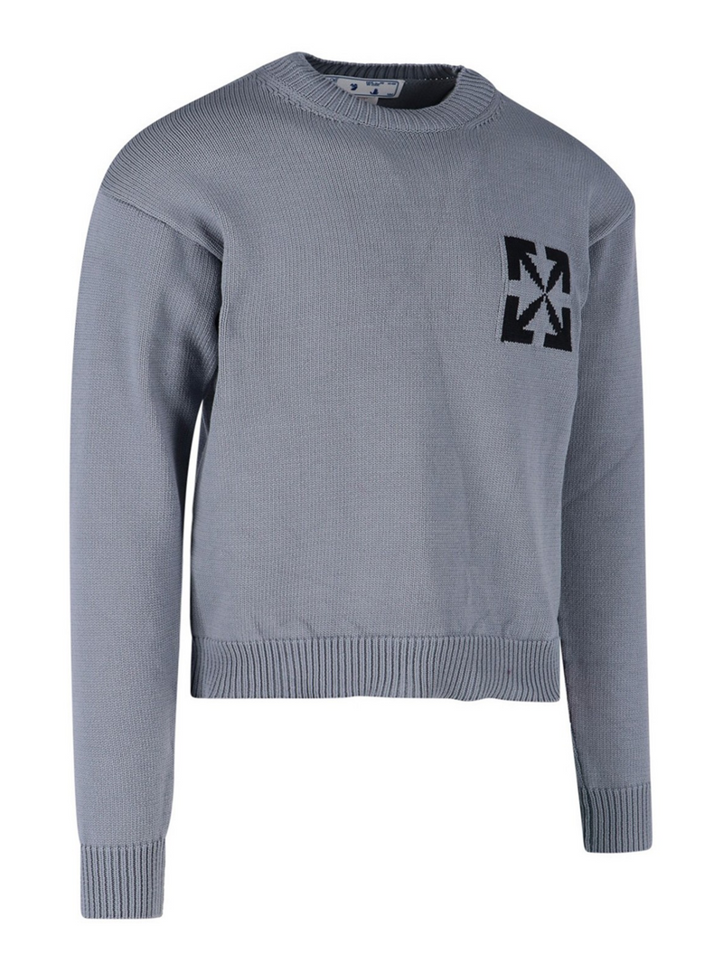 OFF-WHITE SINGLE ARROW KNIT SWEATER GREY