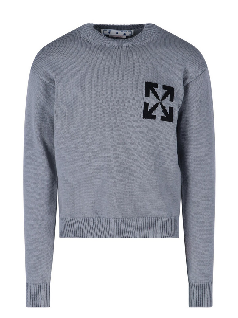 OFF-WHITE SINGLE ARROW KNIT SWEATER GREY