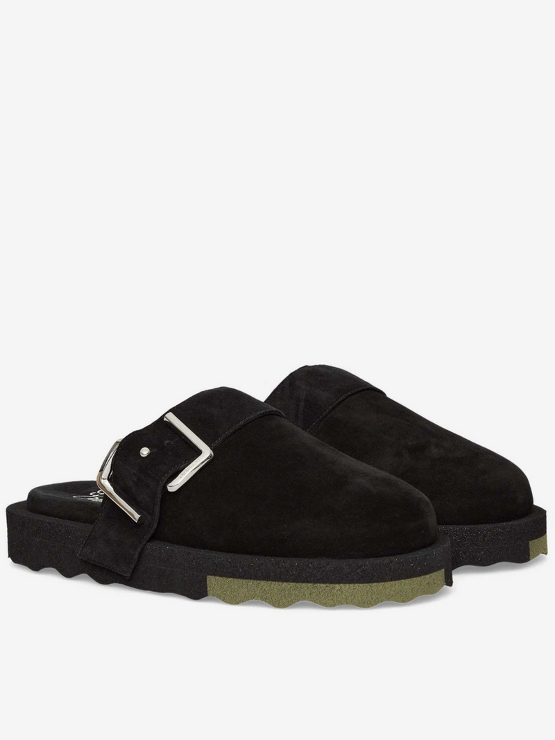 OFF-WHITE SUEDE SPONGESOLE CLOGS BLACK