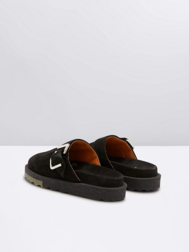 OFF-WHITE SUEDE SPONGESOLE CLOGS BLACK