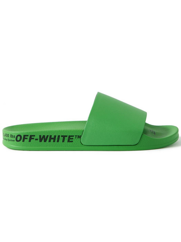 OFF-WHITE SIDE LOGO SLIDES GREEN