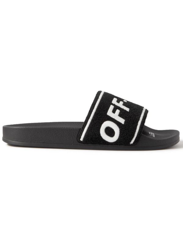 OFF-WHITE TOWEL TERRY SLIDES BLACK