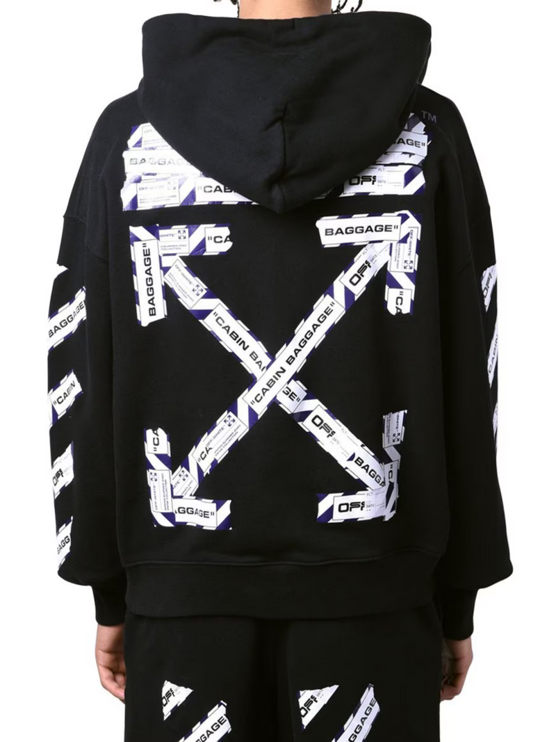 OFF-WHITE AIRPORT TAPE ARROWS HOODIE BLACK