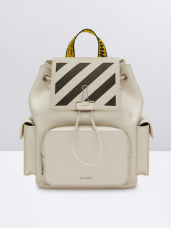 OFF-WHITE LEATHER DIAG BINDER BACKPACK WHITE