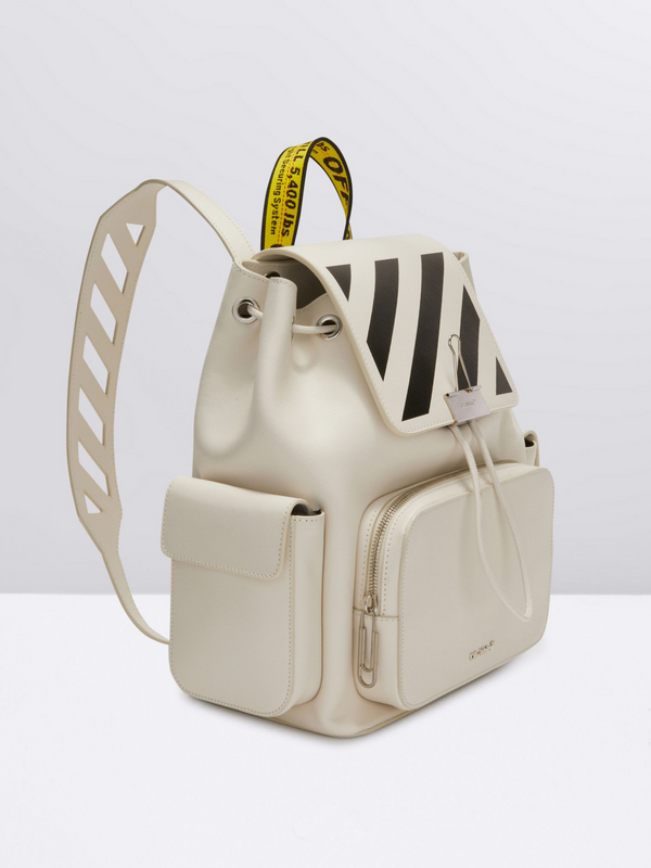 OFF-WHITE LEATHER DIAG BINDER BACKPACK WHITE