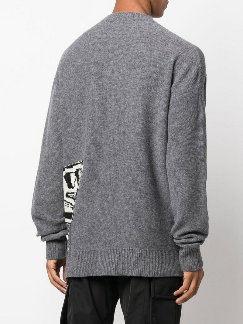 OFF-WHITE GRAFFITI CHUNKY KNIT CREWNECK GREY