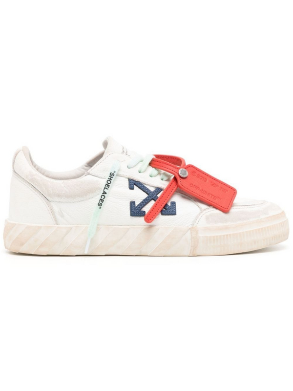 OFF-WHITE VULC LOW DISTRESSED SNEAKERS WHITE BLUE