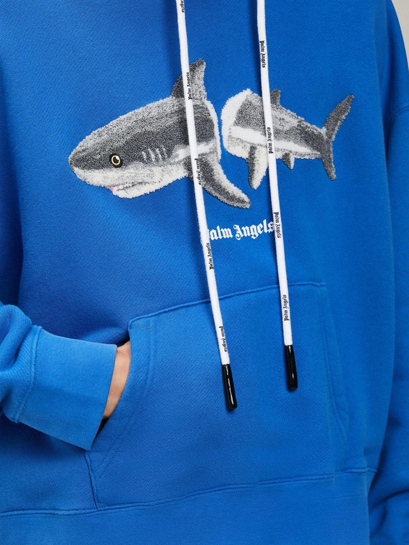 PALM ANGELS SHARK HOODIE BLUE