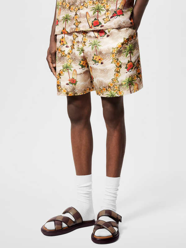 LOUIS VUITTON MONOGRAM SAND BEACH SILK SHORTS