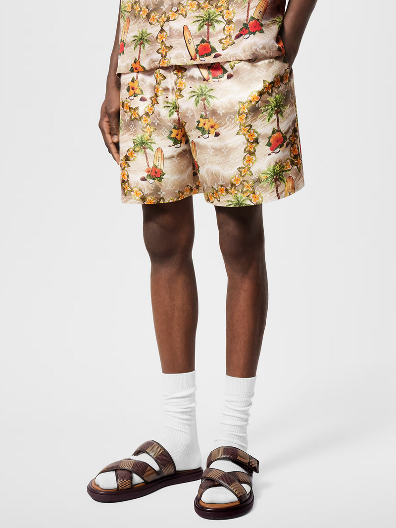 LOUIS VUITTON MONOGRAM SAND BEACH SILK SHORTS