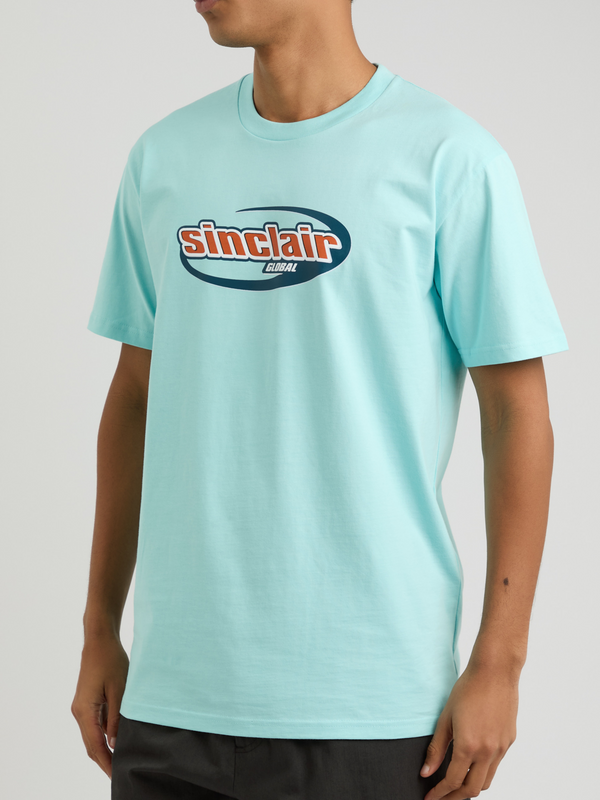SINCLAIR ITALICS GLOBAL LOGO TEE BLUE