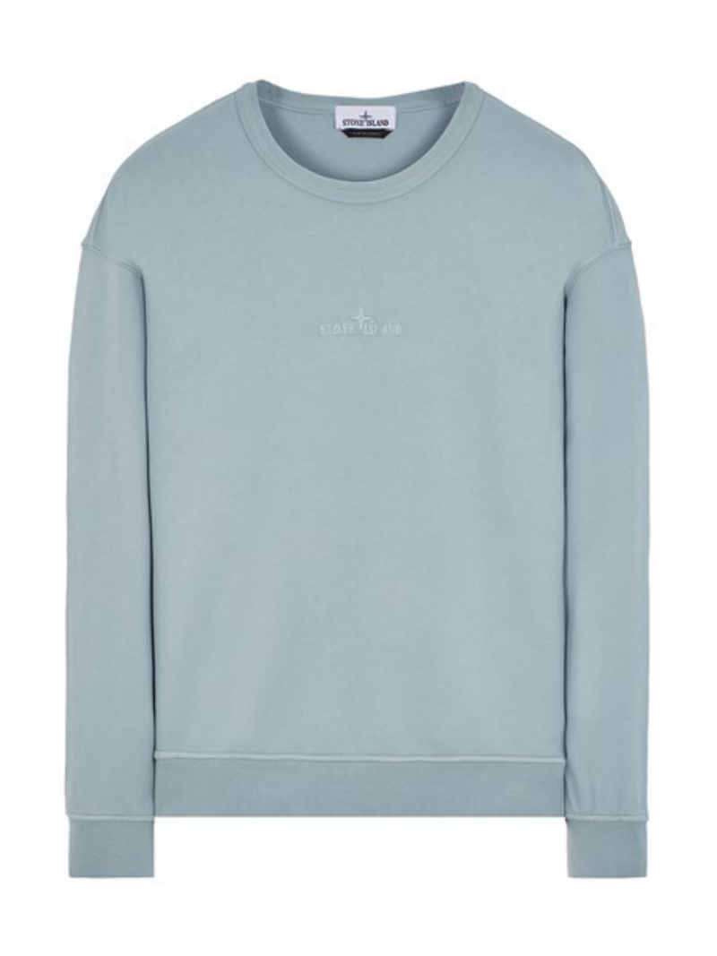 STONE ISLAND CHEST LOGO CREWNECK SWEATSHIRT ICE BLUE GREY