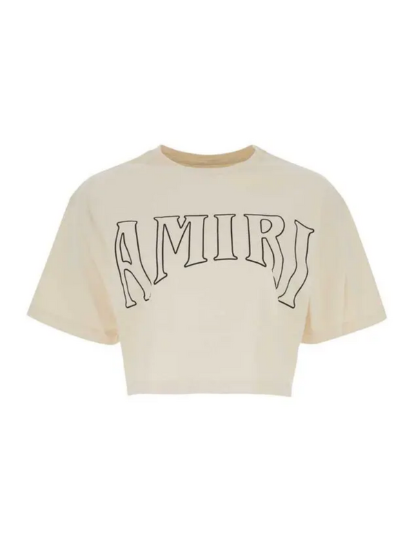AMIRI WOMENS SUN CROPPED TEE ALABASTER