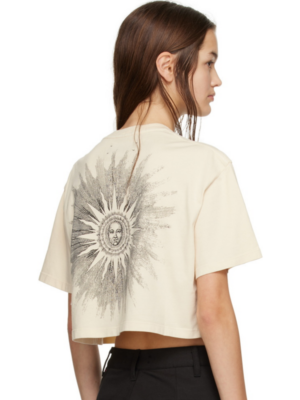 AMIRI WOMENS SUN CROPPED TEE ALABASTER