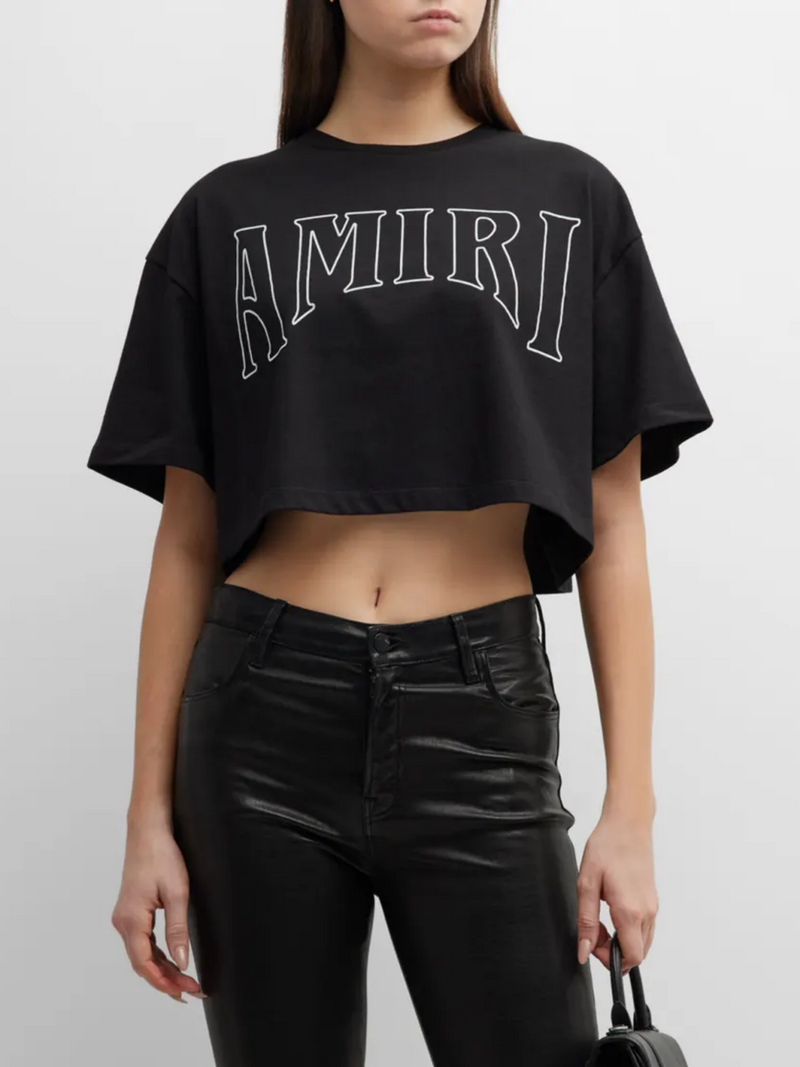 AMIRI WOMENS SUN CROPPED TEE BLACK