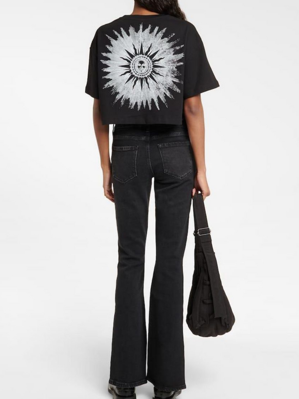 AMIRI WOMENS SUN CROPPED TEE BLACK