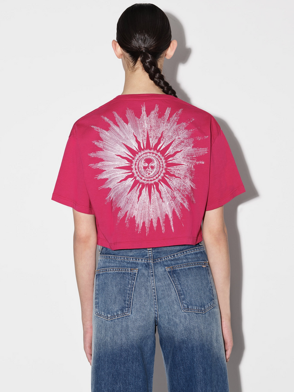 AMIRI WOMENS SUN CROPPED TEE FUCHSIA