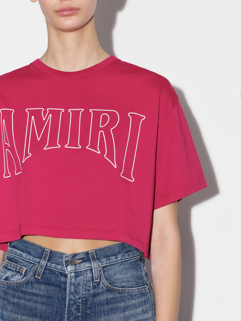 AMIRI WOMENS SUN CROPPED TEE FUCHSIA