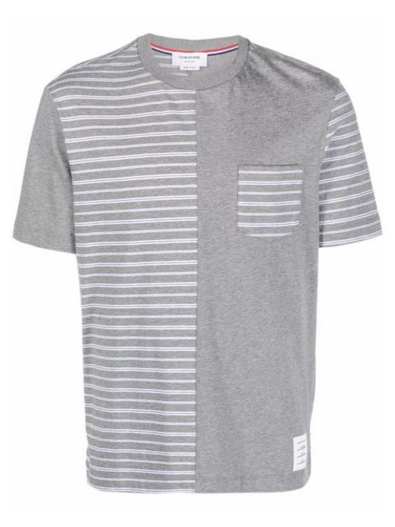 THOM BROWNE FUNMIX PANELLED TEE GREY