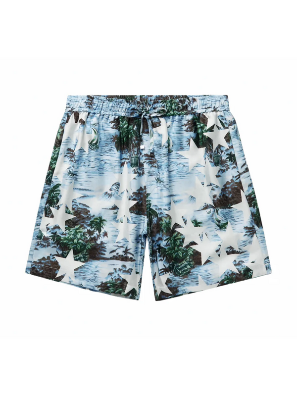 AMIRI TROPICAL STAR SWIM SHORTS BLUE