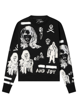 AMIRI X WES LANG EMBROIDERED CREW NECK SWEATSHIRT BLACK