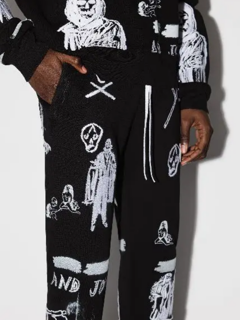 AMIRI X WES LANG EMBROIDERED SWEATPANTS BLACK