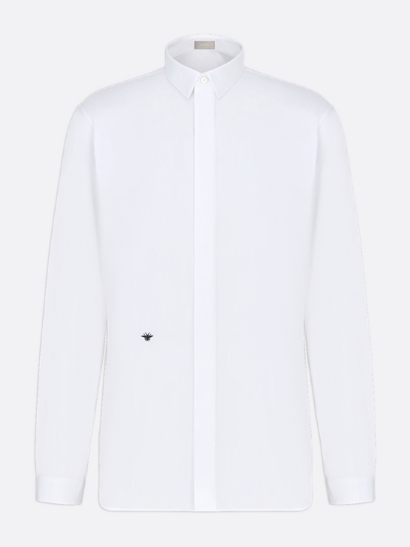 DIOR SHIRT WITH BLACK BEE EMBROIDERY WHITE