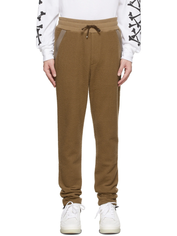 AMIRI WOOL TRACK PANTS ERMINE BROWN