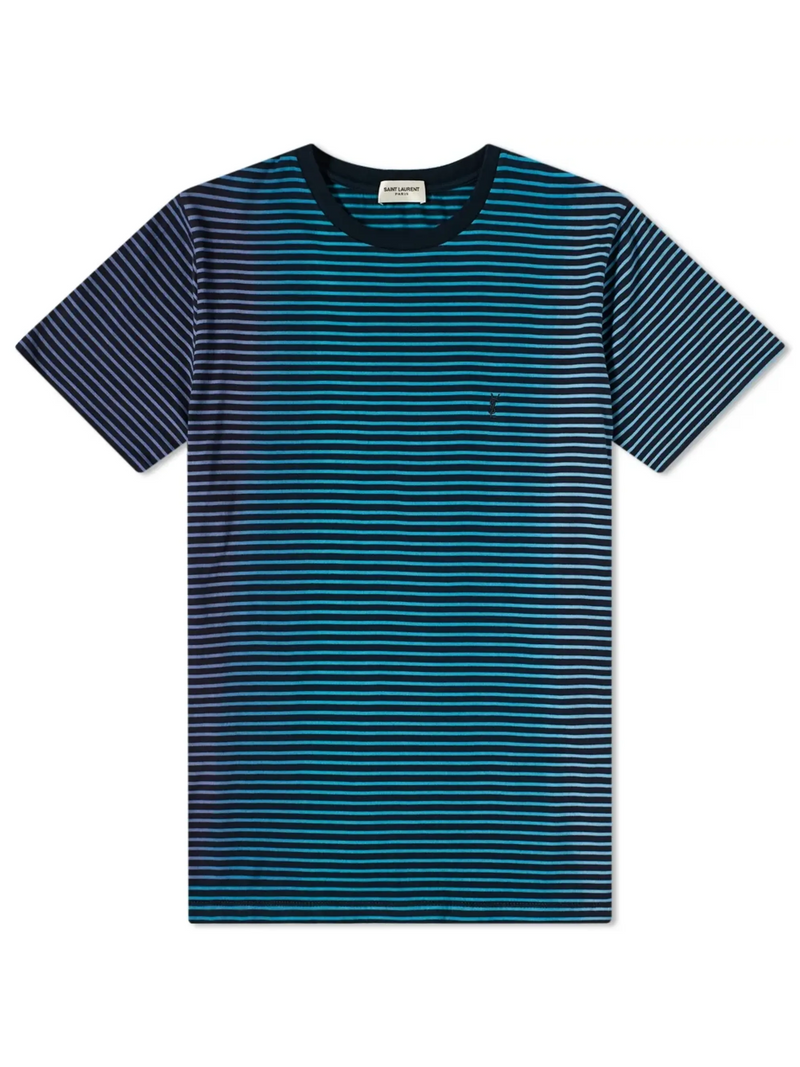 SAINT LAURENT STRIPED TEE BLUE/BLACK