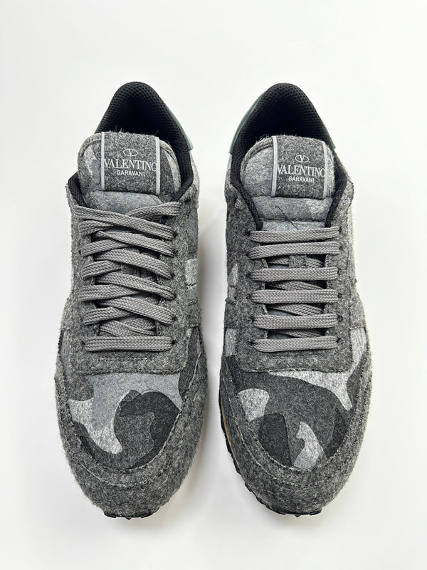 VALENTINO WOOL ROCKRUNNER SNEAKERS GREY