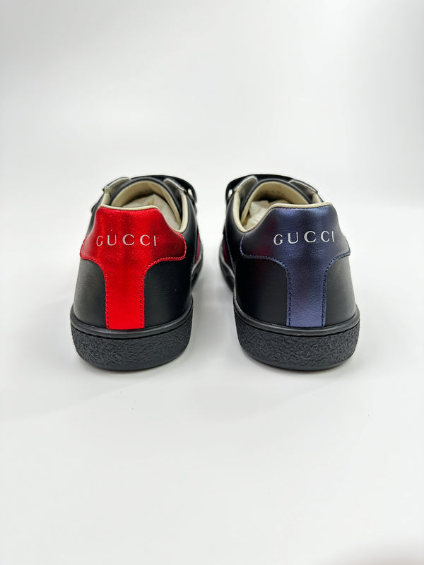 GUCCI ACE SNEAKERS BLACK LEATHER WOMENS