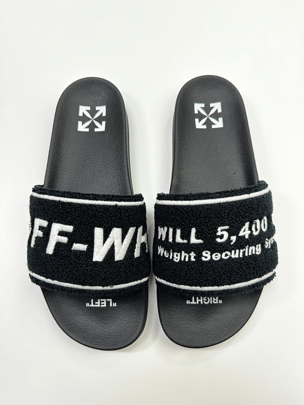 OFF-WHITE TOWEL TERRY SLIDES BLACK