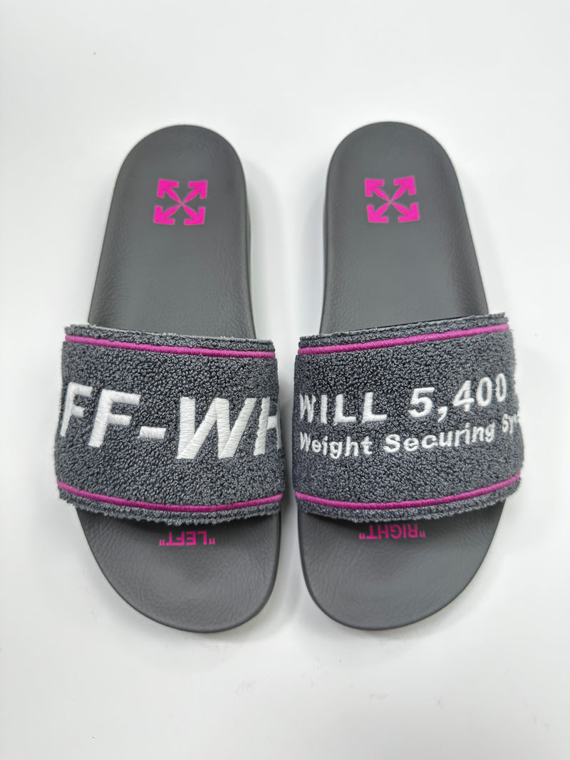 OFF-WHITE TOWEL TERRY SLIDES GREY