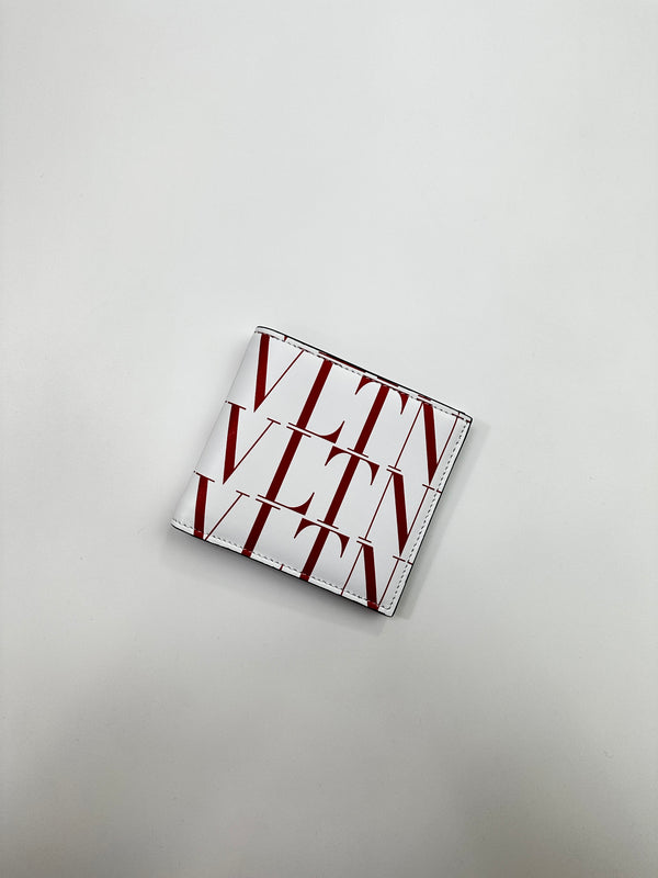 VALENTINO VLTN LEATHER WALLET WHITE/RED