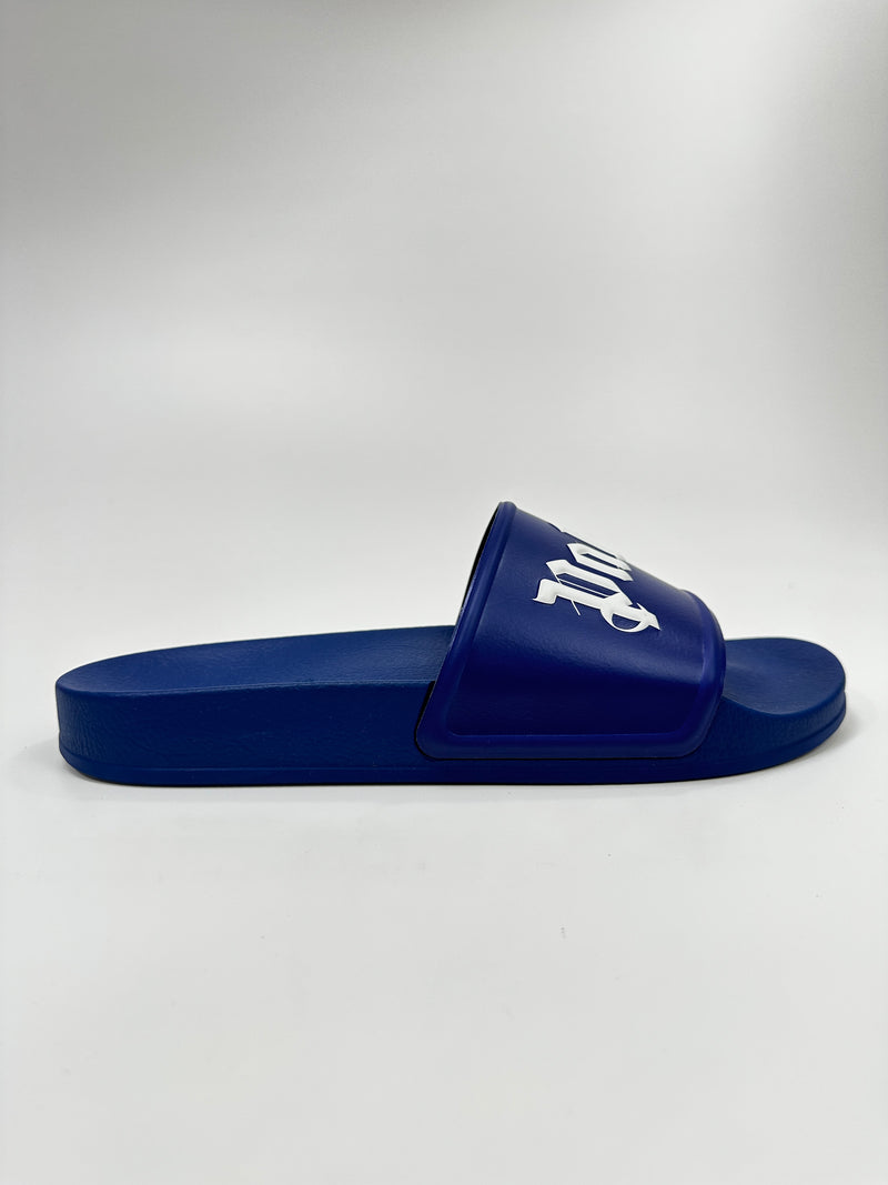 PALM ANGELS LOGO SLIDES DARK BLUE Notorious Plug